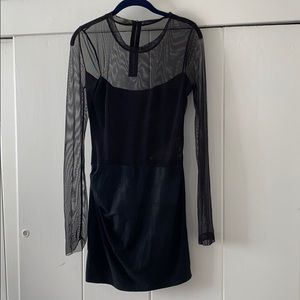 Long Sleeve Mesh Mini Dress